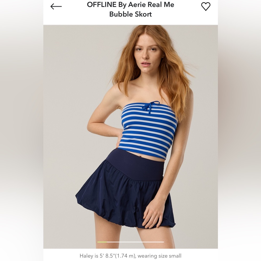 Aerie Navy Bubble Skort